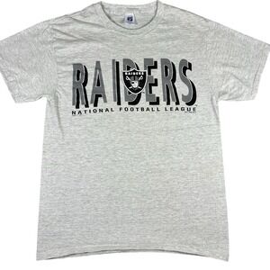 VINTAGE 1990 Logo 7 Raiders T-Shirt Men Large Gray NFL Football Single Stitch
